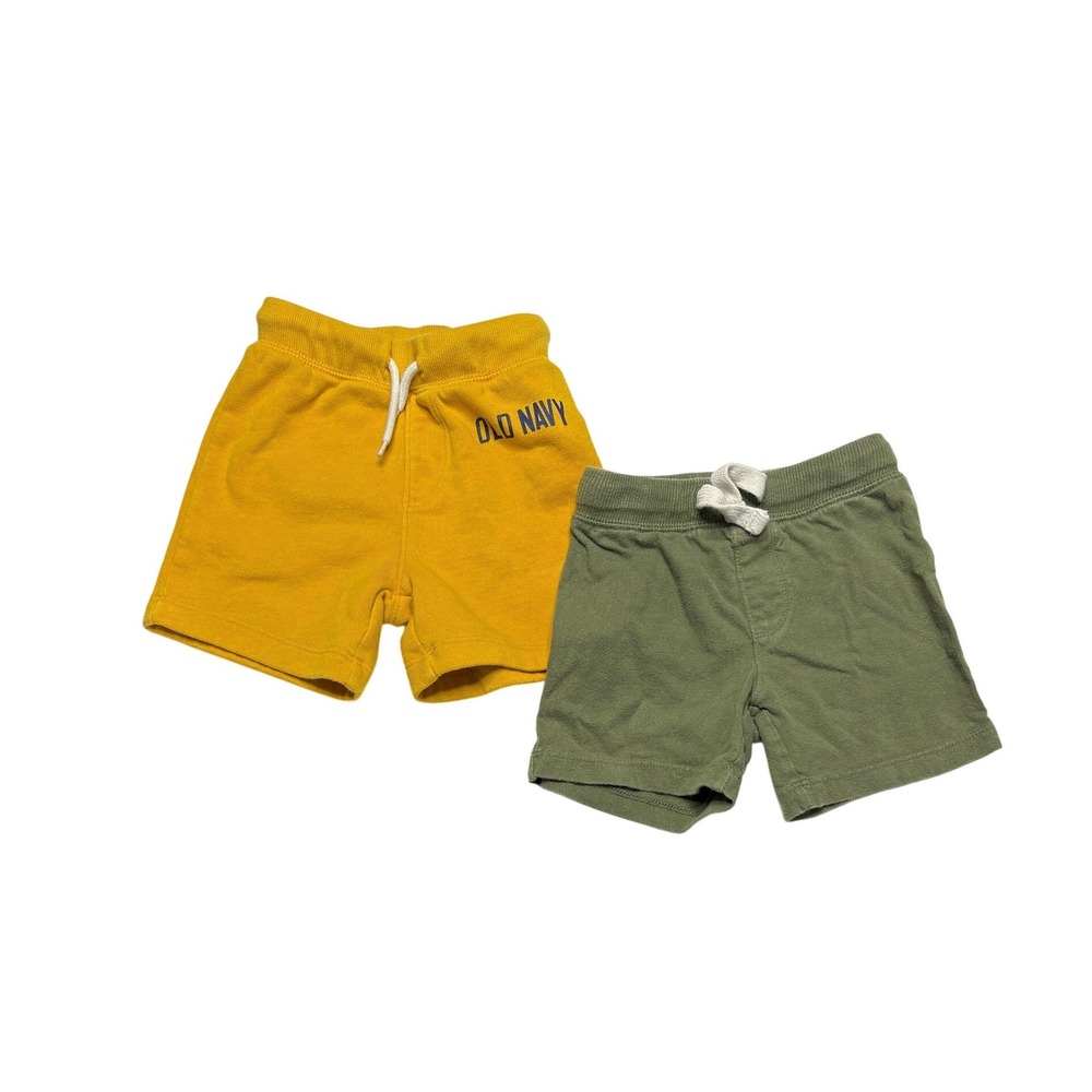 Old Navy Knit Shorts 18-24 Months Yellow Green Set 2 pc Cozy Casual
